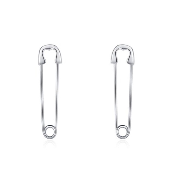 925 sterling silver Safety Pin Earrings - Picture 1 of 6